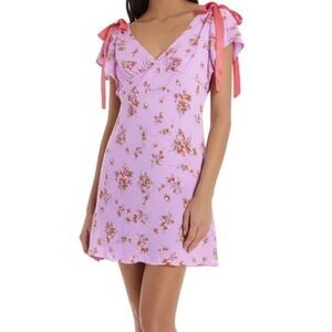 Wild Fable Dress Size Large Pink Floral Mini Flutter Sleeve Trendy